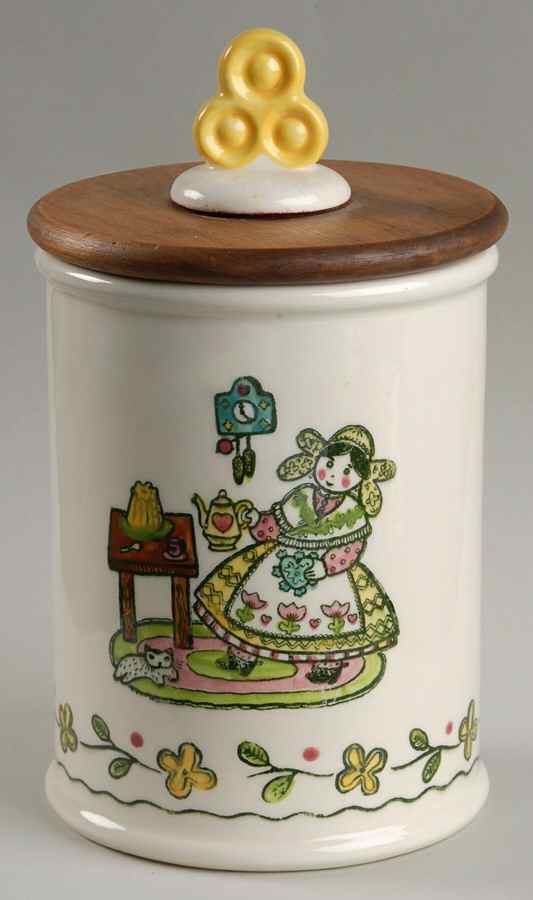 Happy Time Medium Canister & Wood Lid by Metlox - Poppytrail - Vernon-1