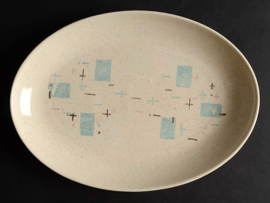 Heavenly Days Blue White 10" Oval Serving Platter by Metlox - Poppytrail - Vernon-1