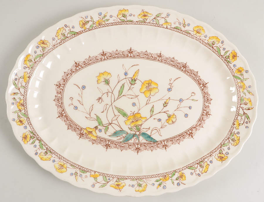 Hibiscus 13" Oval Serving Platter by Metlox - Poppytrail - Vernon-1
