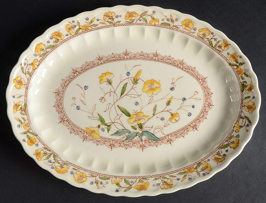 Hibiscus 12" Oval Serving Platter by Metlox - Poppytrail - Vernon-1