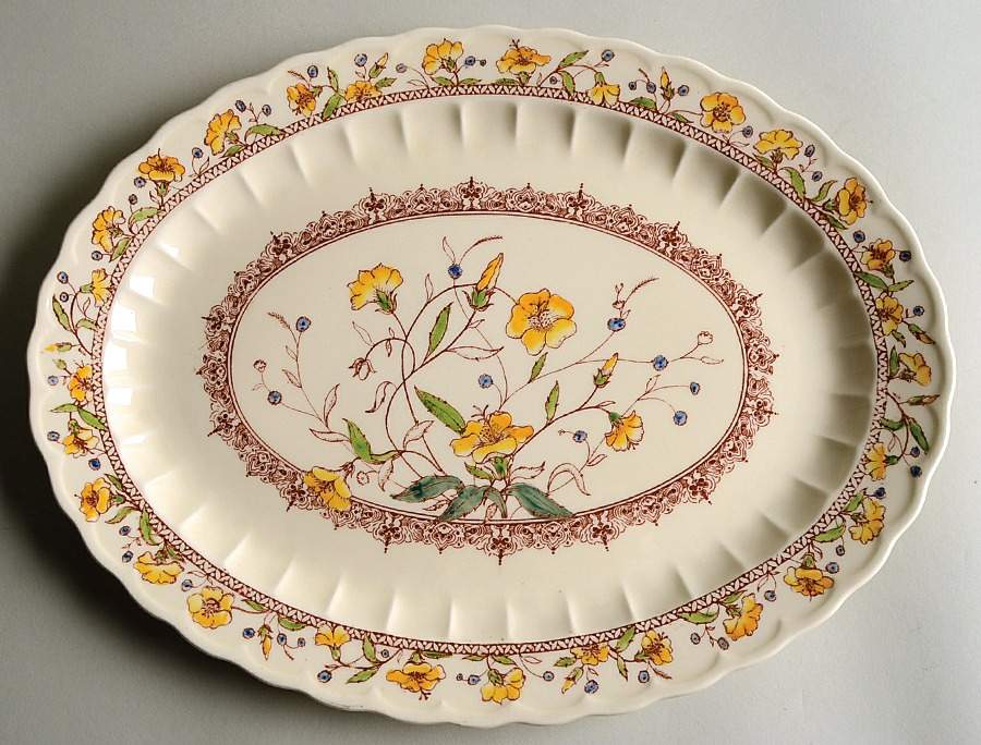 Hibiscus 14" Oval Serving Platter by Metlox - Poppytrail - Vernon-1