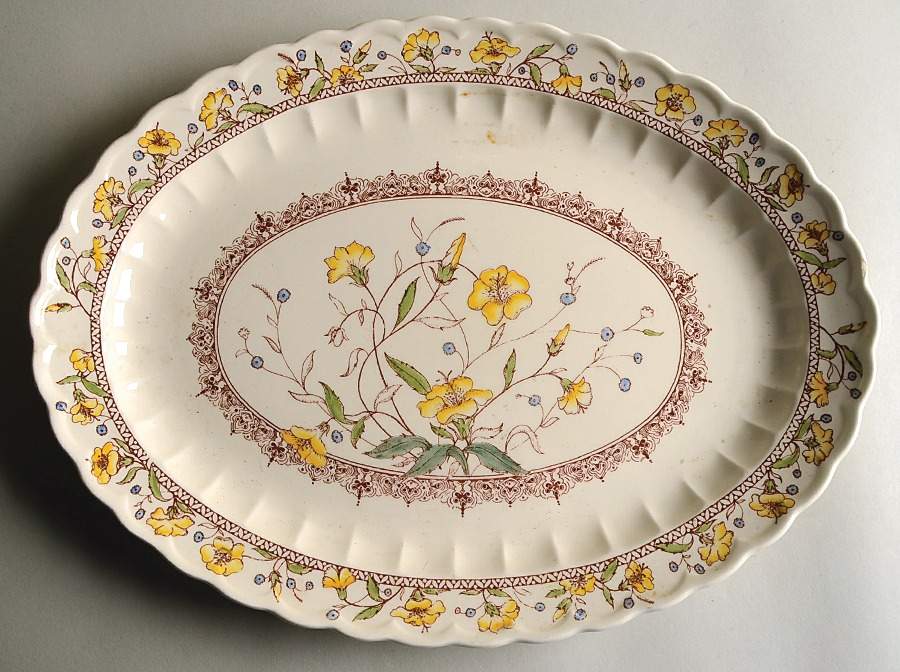 Hibiscus 15" Oval Serving Platter by Metlox - Poppytrail - Vernon-1