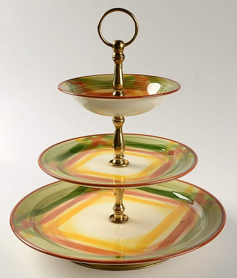Homespun 3-Tiered Serving Tray (DP, SP, FR) by Metlox - Poppytrail - Vernon-1