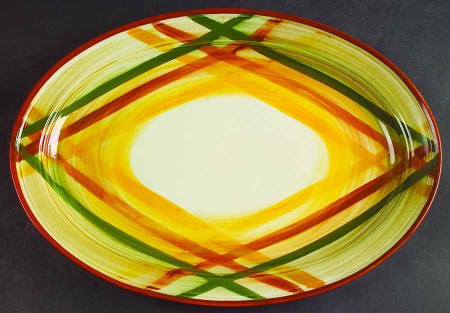 Homespun 14" Oval Serving Platter by Metlox - Poppytrail - Vernon-1