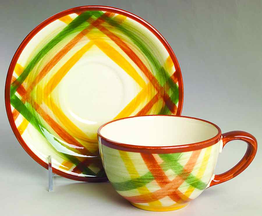 Homespun Jumbo Cup & Saucer Set by Metlox - Poppytrail - Vernon-1