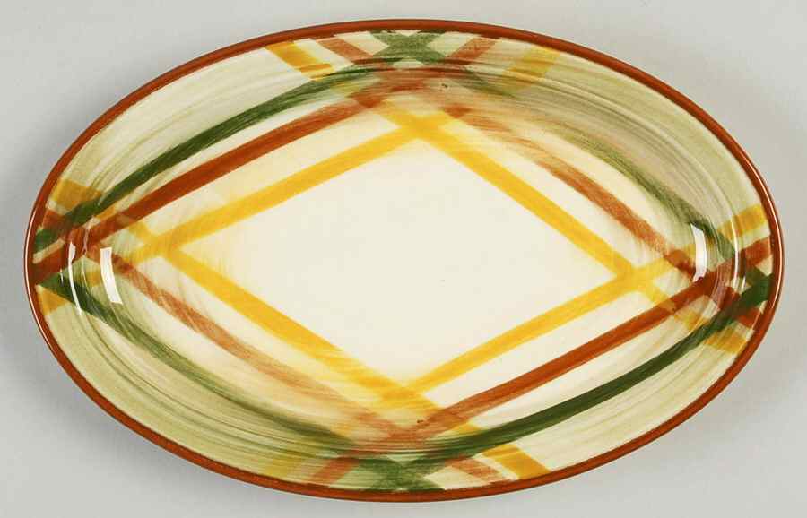 Homespun 10" Oval Serving Platter by Metlox - Poppytrail - Vernon-1