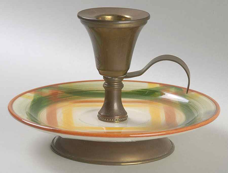 Homespun Candleholder (China Saucer & Brass) by Metlox - Poppytrail - Vernon-1