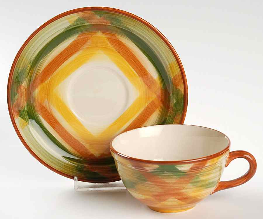 Homespun Flat Cup & Saucer Set by Metlox - Poppytrail - Vernon-1