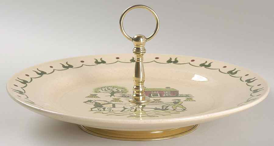 Homestead Provincial Round Serving Plate with Handle (CH) by Metlox - Poppytrail - Vernon-1