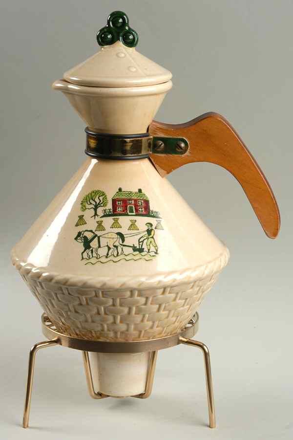 Homestead Provincial Carafe with Lid, Warmer Stand & Burner by Metlox - Poppytrail - Vernon-1