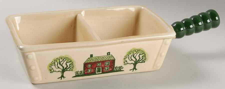 Homestead Provincial Rectangular Divided Vegetable Bowl by Metlox - Poppytrail - Vernon-1