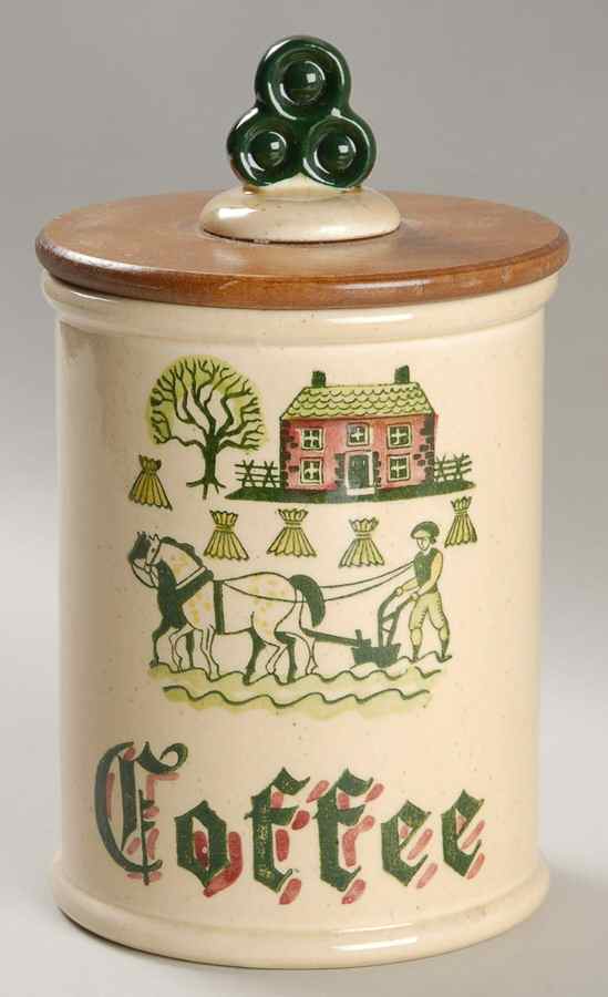 Homestead Provincial Coffee Canister & Wood Lid by Metlox - Poppytrail - Vernon-1