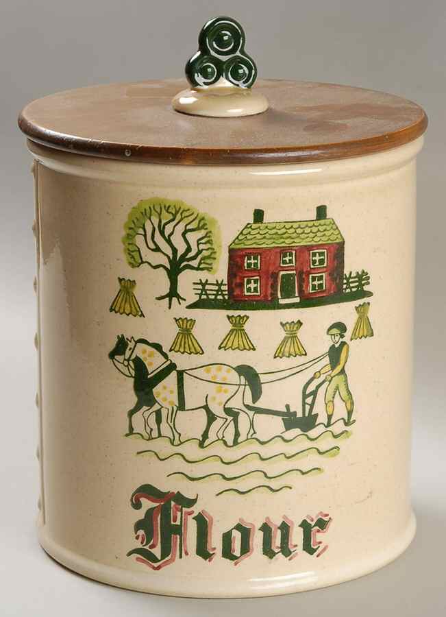 Homestead Provincial Flour Canister & Wood Lid by Metlox - Poppytrail - Vernon-1