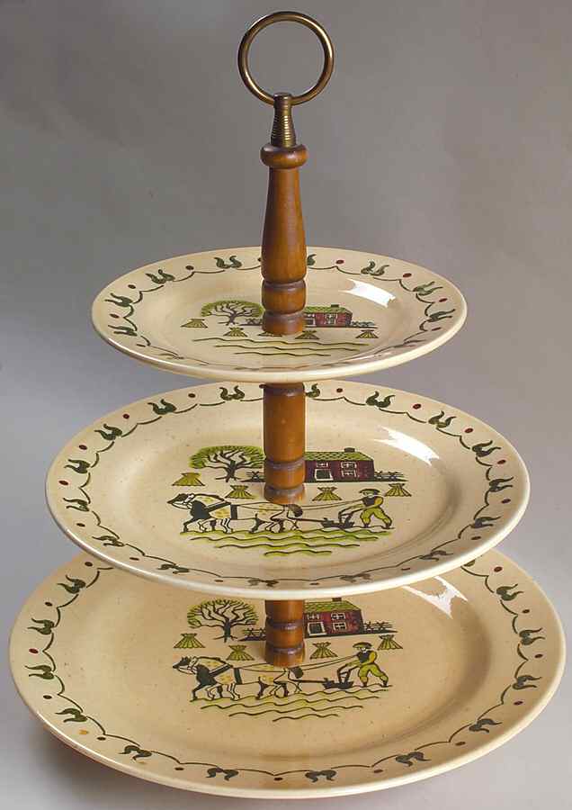 Homestead Provincial 3-Tiered Serving Tray (CH, DP, SP) by Metlox - Poppytrail - Vernon-1