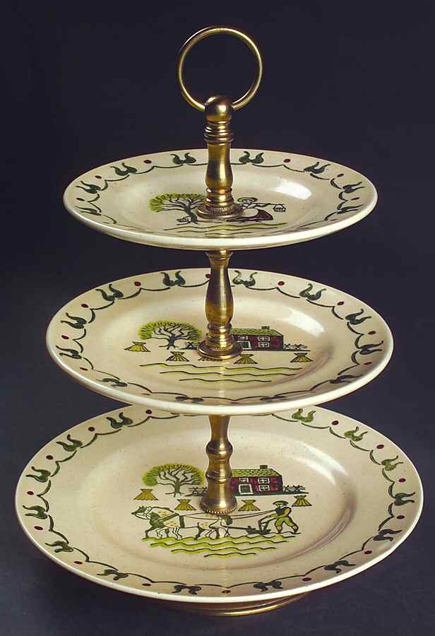Homestead Provincial 3-Tiered Serving Tray (LP, SP, BB) by Metlox - Poppytrail - Vernon-1