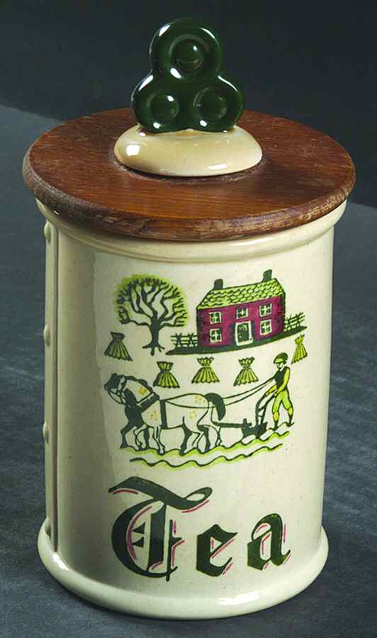 Homestead Provincial Tea Canister & Wood Lid by Metlox - Poppytrail - Vernon-1
