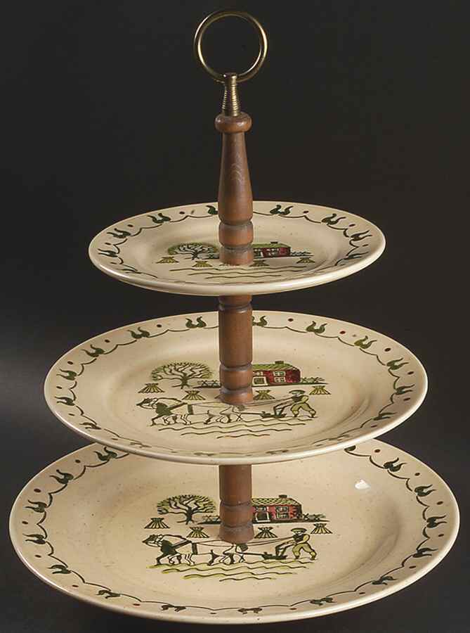 Homestead Provincial 3-Tiered Serving Tray (DP, SP, BB) by Metlox - Poppytrail - Vernon-1
