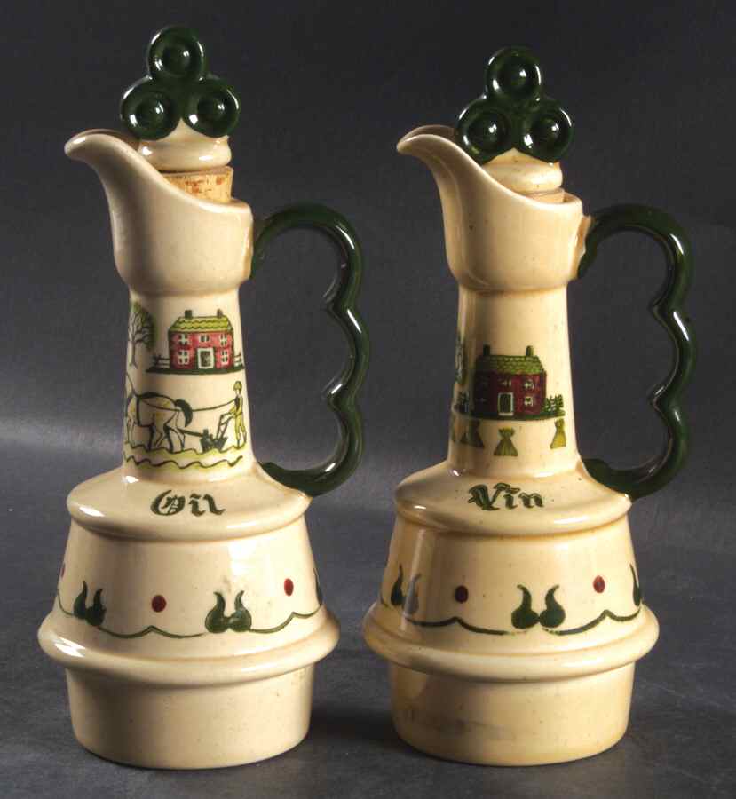 Homestead Provincial Vinegar and Oil Set with Stoppers by Metlox - Poppytrail - Vernon-1