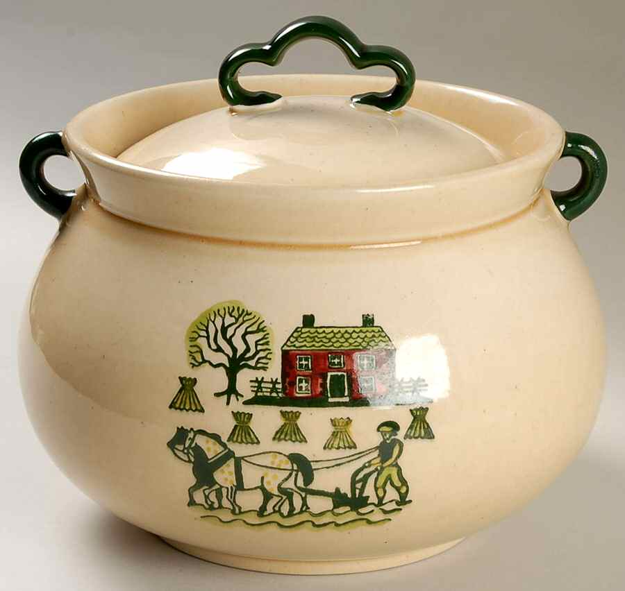 Homestead Provincial Kettle Casserole & Lid No Metal/Wood Handle by Metlox - Poppytrail - Vernon-1