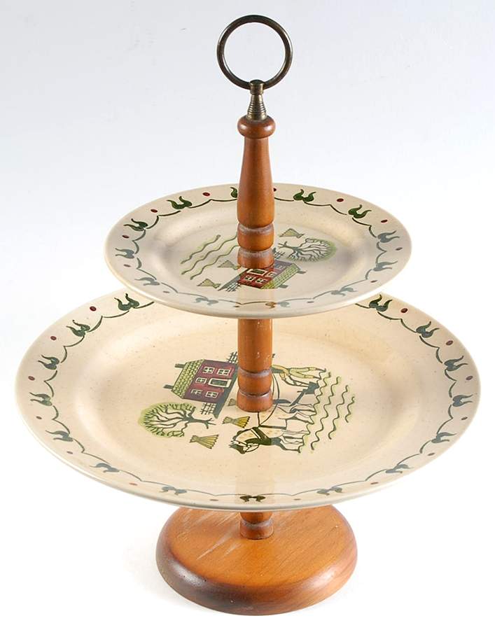 Homestead Provincial 2 Tiered Serving Tray (Dinner & Salad Plate) by Metlox - Poppytrail - Vernon-1