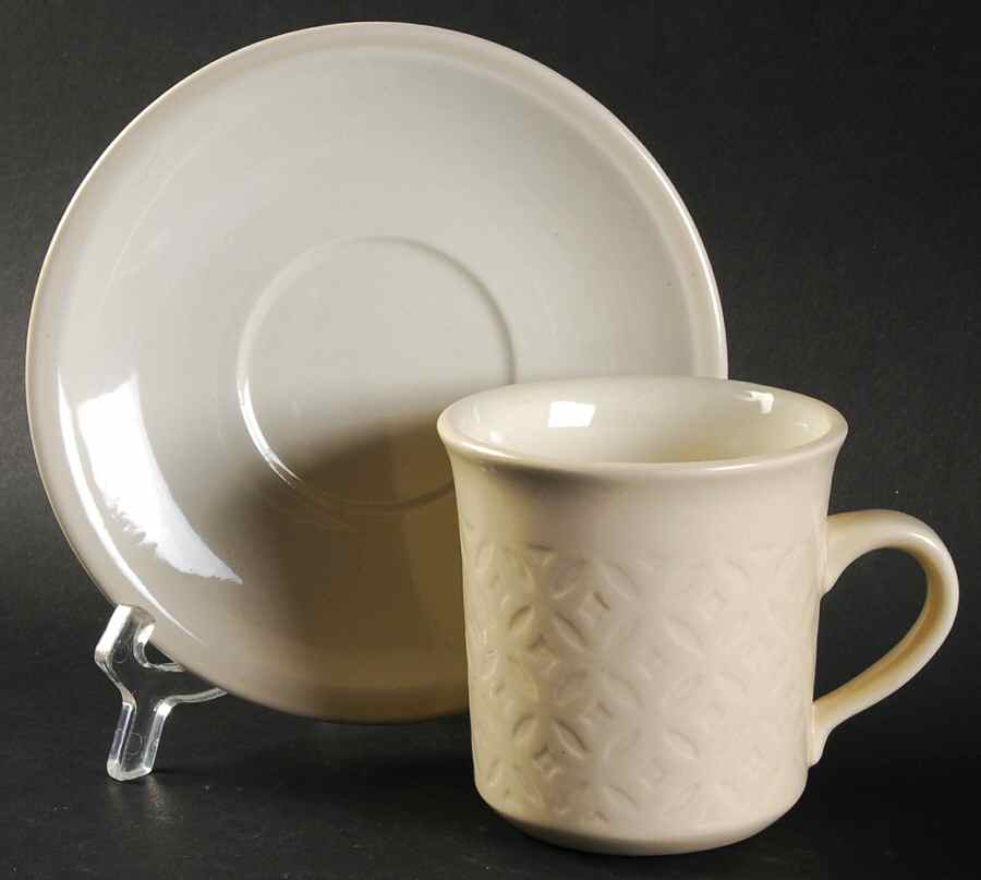 Impressions White Flat Cup & Saucer Set by Metlox - Poppytrail - Vernon-1