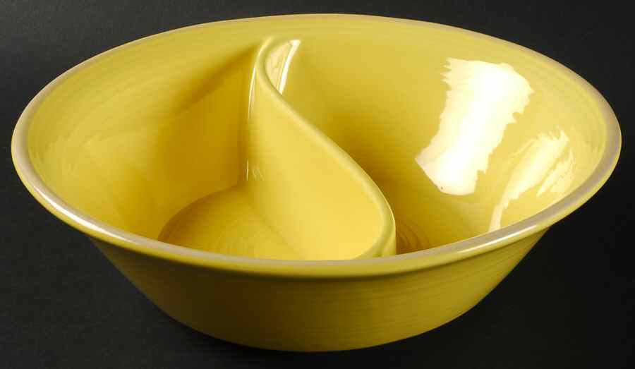 Impressions Yellow 9" Round Divided Vegetable Bowl by Metlox - Poppytrail - Vernon-1