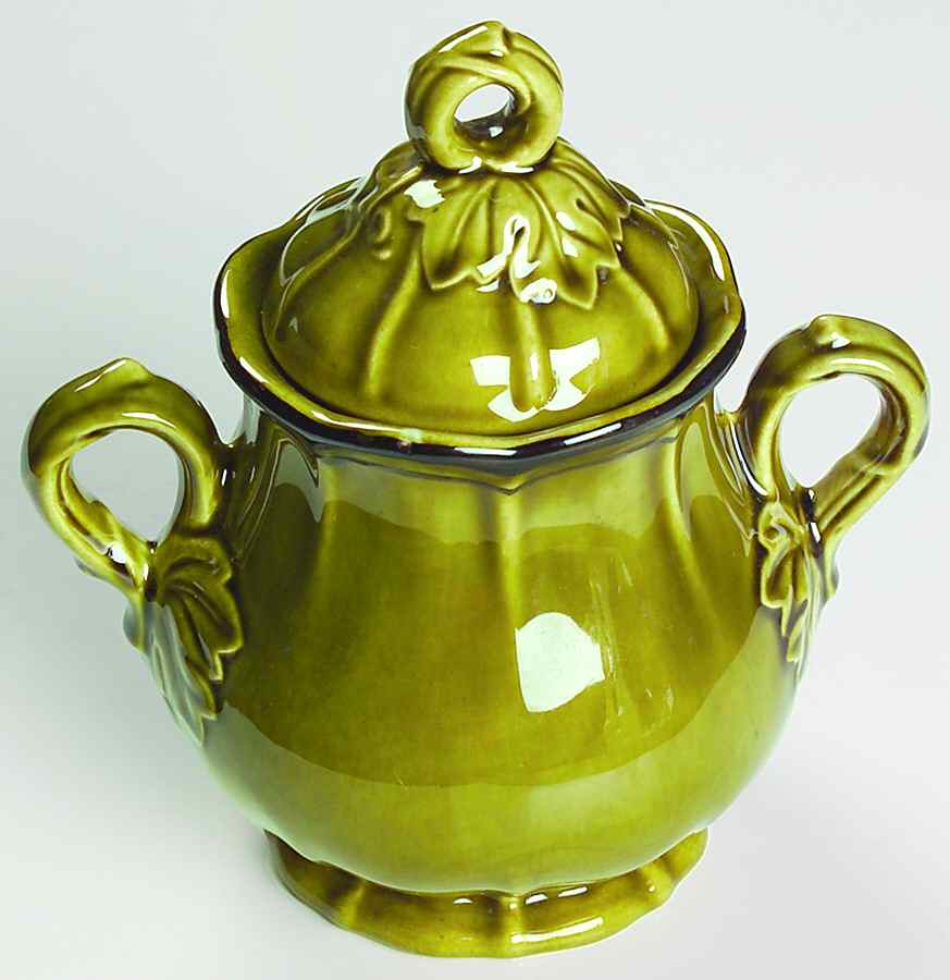 La Mancha Green Sugar Bowl & Lid by Metlox - Poppytrail - Vernon-1