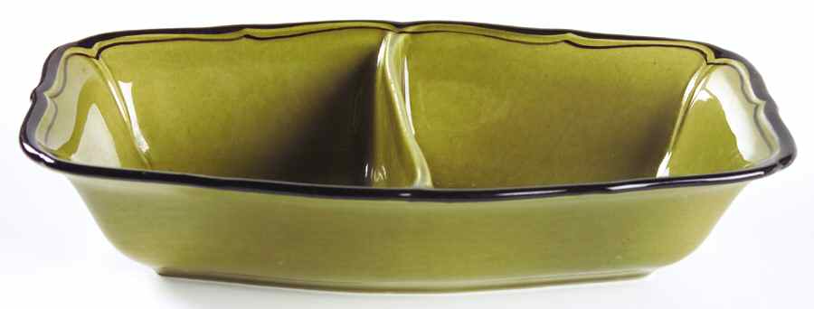 La Mancha Green Rectangular Divided Vegetable Bowl by Metlox - Poppytrail - Vernon-1