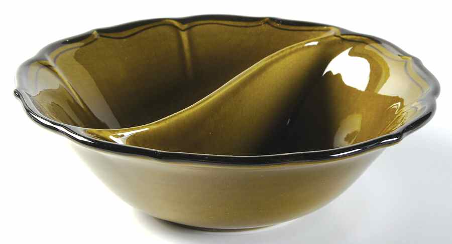 La Mancha Green Round Divided Vegetable Bowl by Metlox - Poppytrail - Vernon-1