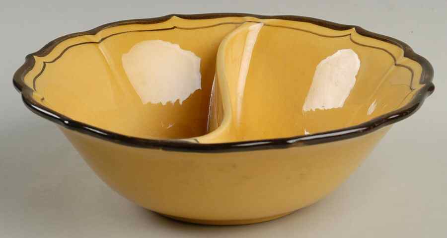 La Mancha Gold Round Divided Vegetable Bowl by Metlox - Poppytrail - Vernon-1