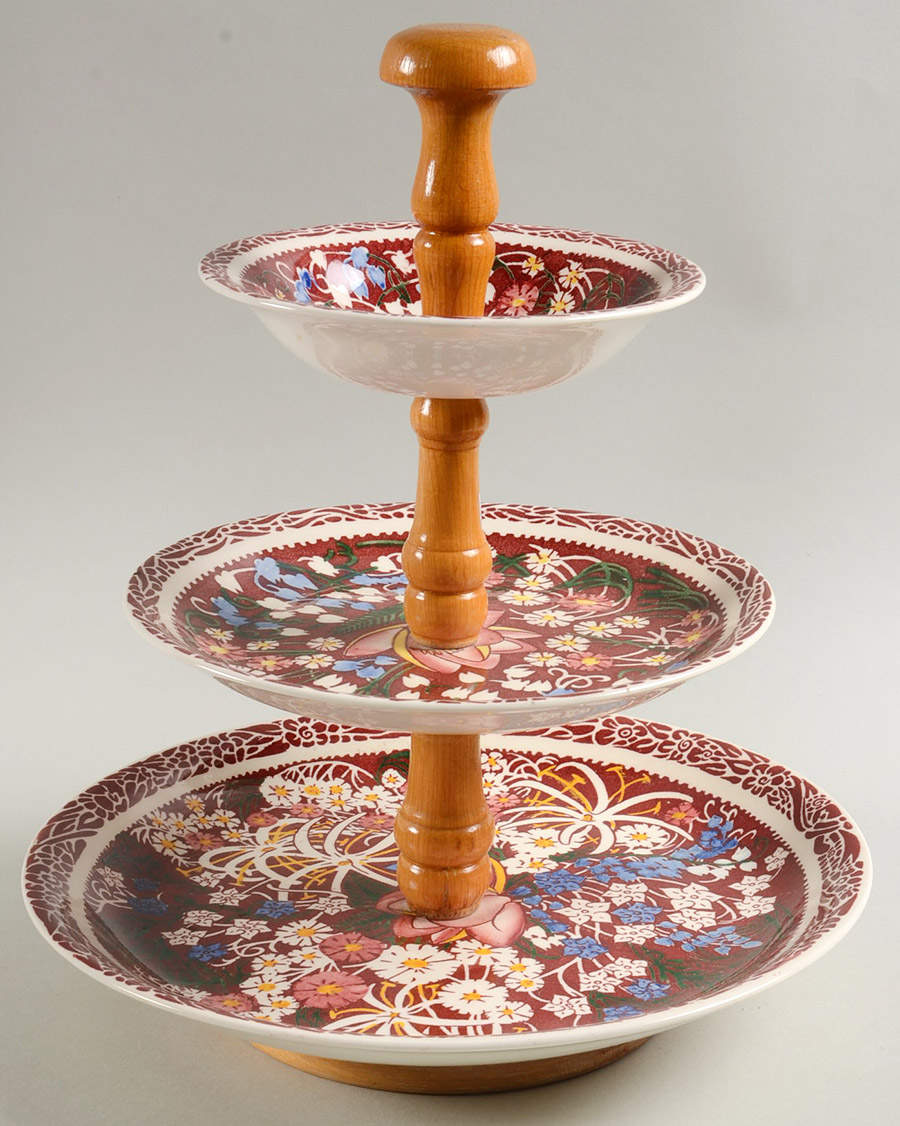 Lei Lani (San Marino Shape) 3-Tiered Serving Tray (DP, SP, FR) by Metlox - Poppytrail - Vernon-1