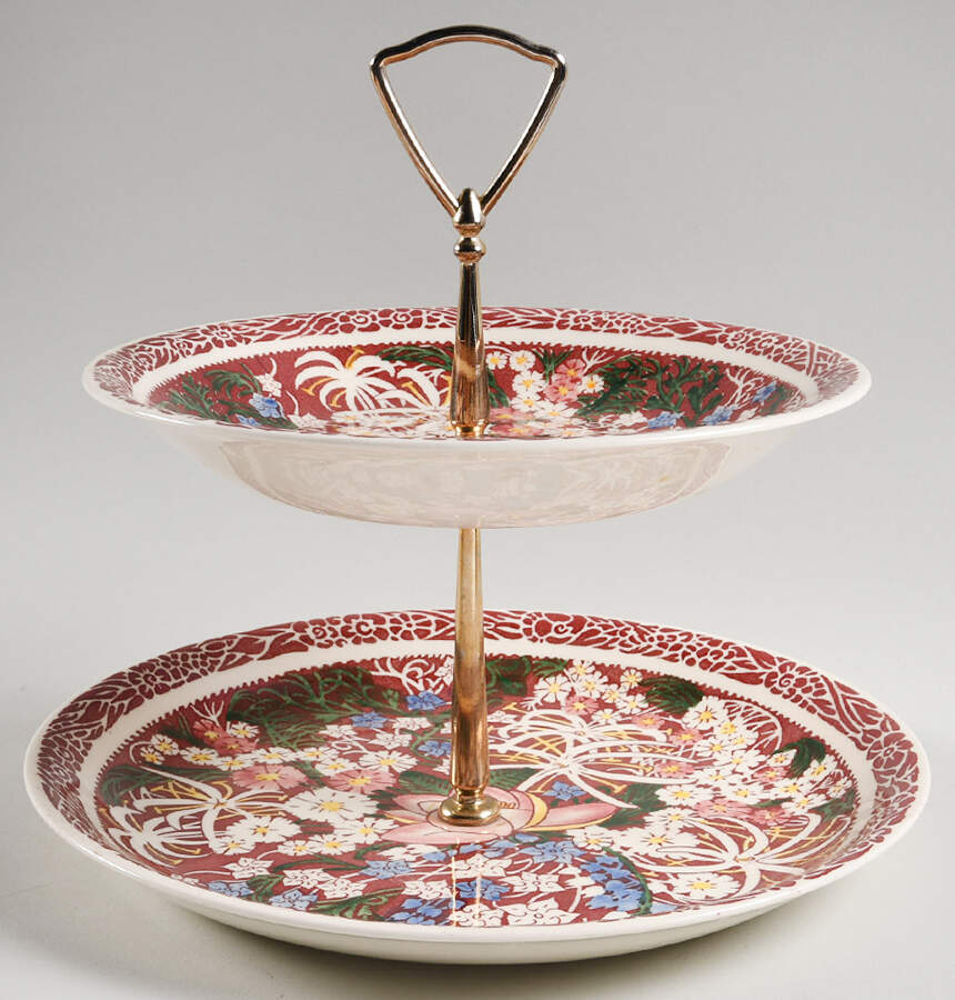 Lei Lani (San Marino Shape) 2 Tiered Serving Tray (Dinner Plate & Coupe Soup) by Metlox - Poppytrail - Vernon-1