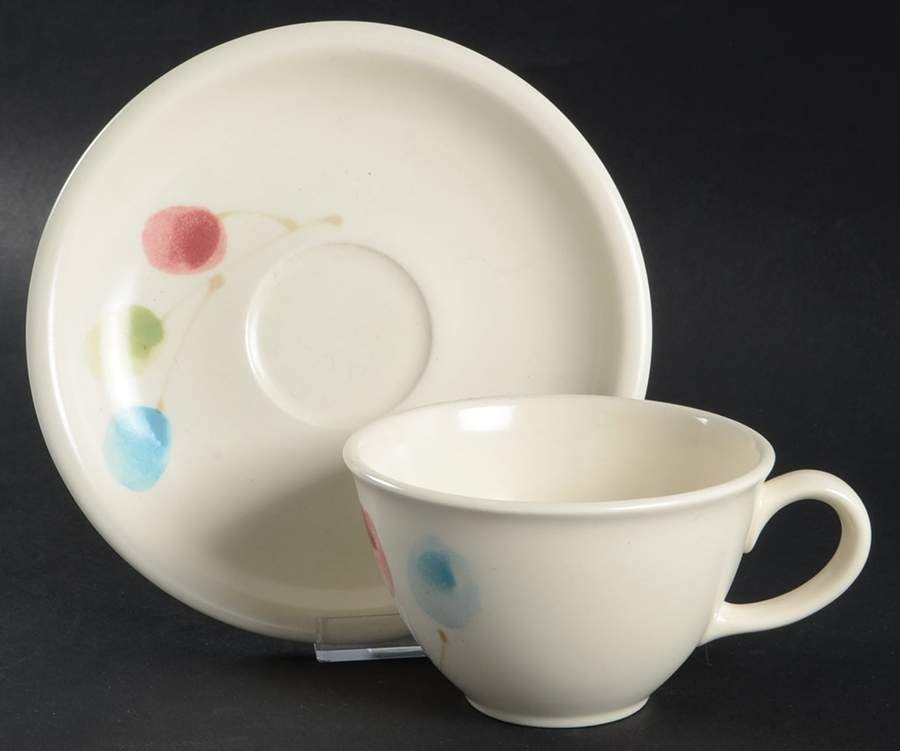 Lollipop Tree Flat Cup & Saucer Set by Metlox - Poppytrail - Vernon-1