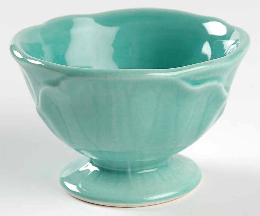 Lotus Aqua (Second Series) Footed Dessert Bowl by Metlox - Poppytrail - Vernon-1