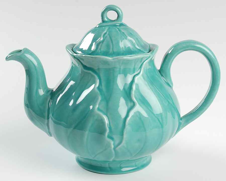 Lotus Aqua (Second Series) Teapot & Lid by Metlox - Poppytrail - Vernon-1