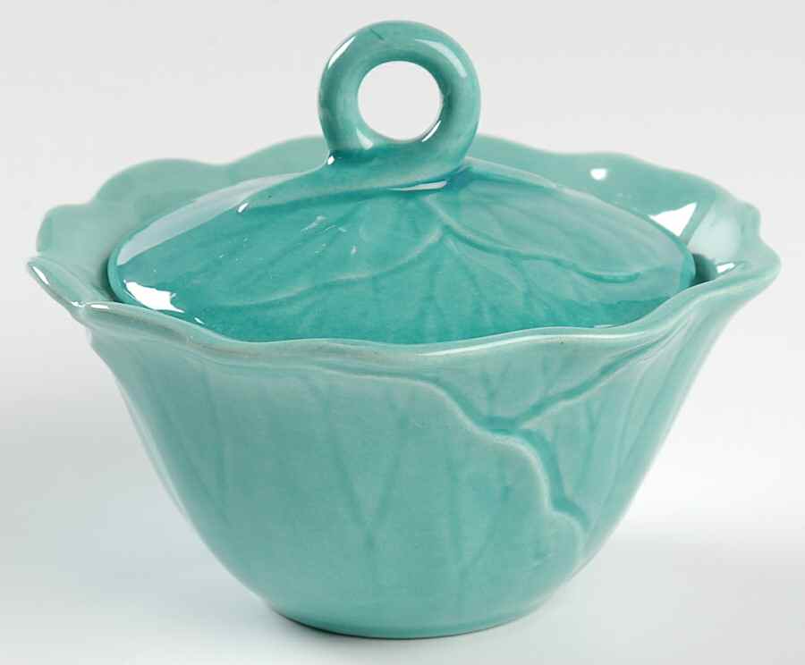 Lotus Aqua (Second Series) Sugar Bowl & Lid by Metlox - Poppytrail - Vernon-1