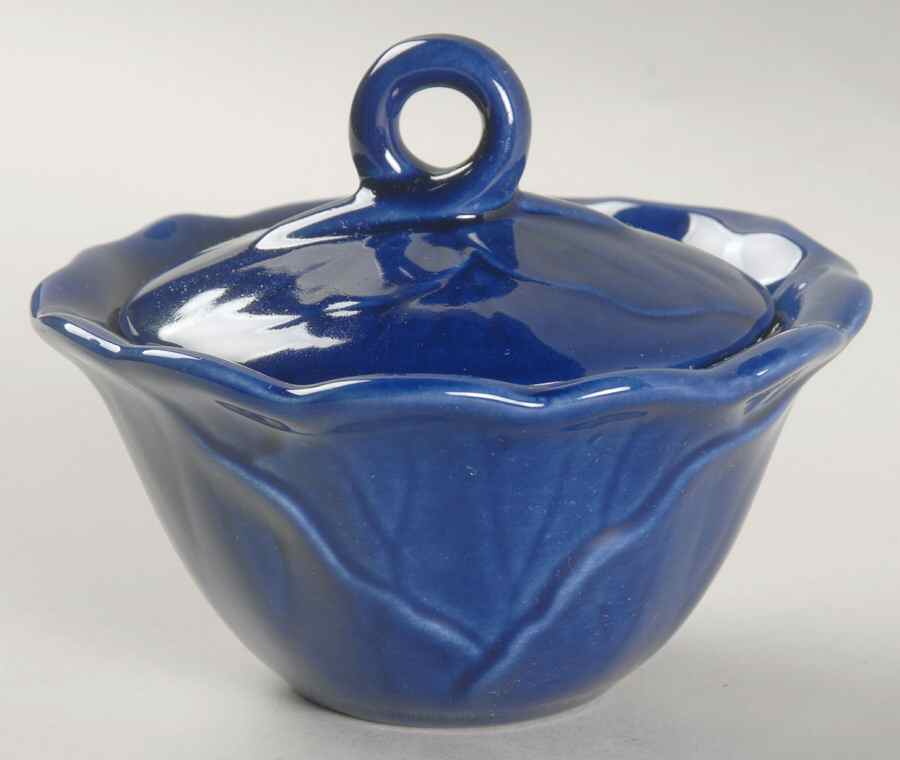 Lotus Midnight Blue (Dark Blue) Sugar Bowl & Lid by Metlox - Poppytrail - Vernon-1