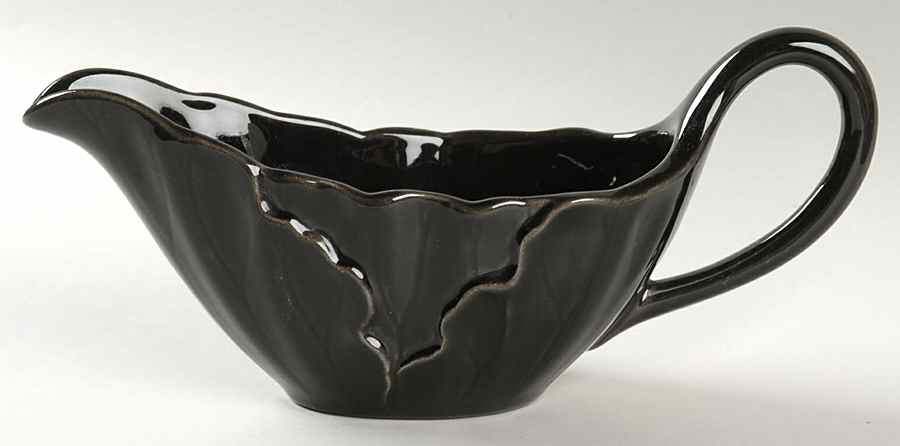 Lotus Black (Glossy) Gravy Boat by Metlox - Poppytrail - Vernon-1
