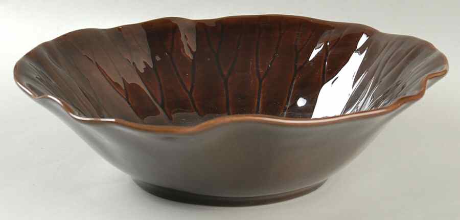 Lotus Brown 11" Round Vegetable Bowl by Metlox - Poppytrail - Vernon-1
