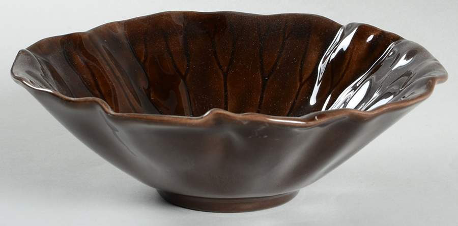Lotus Brown Coupe Soup Bowl by Metlox - Poppytrail - Vernon-1