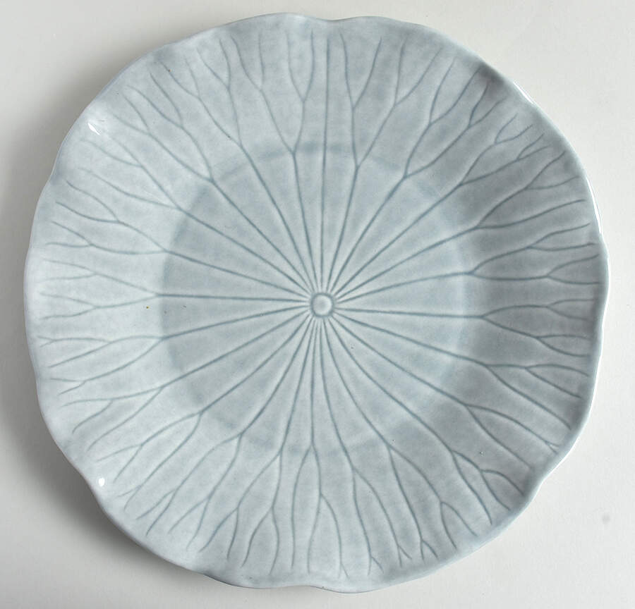Lotus Gray 12" Chop Plate (Round Platter) by Metlox - Poppytrail - Vernon-1