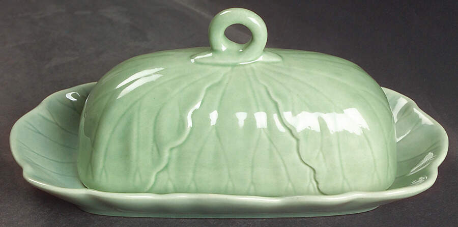 Lotus Jade Green 1/4 Lb Covered Butter by Metlox - Poppytrail - Vernon-1