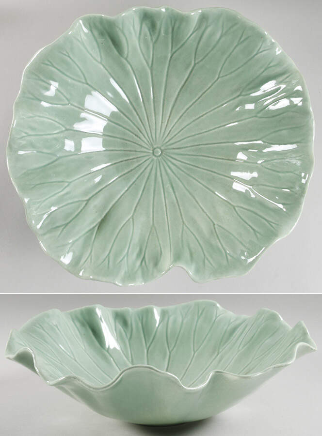 Lotus Jade Green 15" Large Salad Serving Bowl by Metlox - Poppytrail - Vernon-1