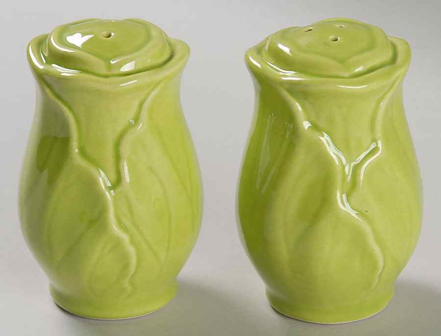 Lotus Lime Green Salt & Pepper Set by Metlox - Poppytrail - Vernon-1