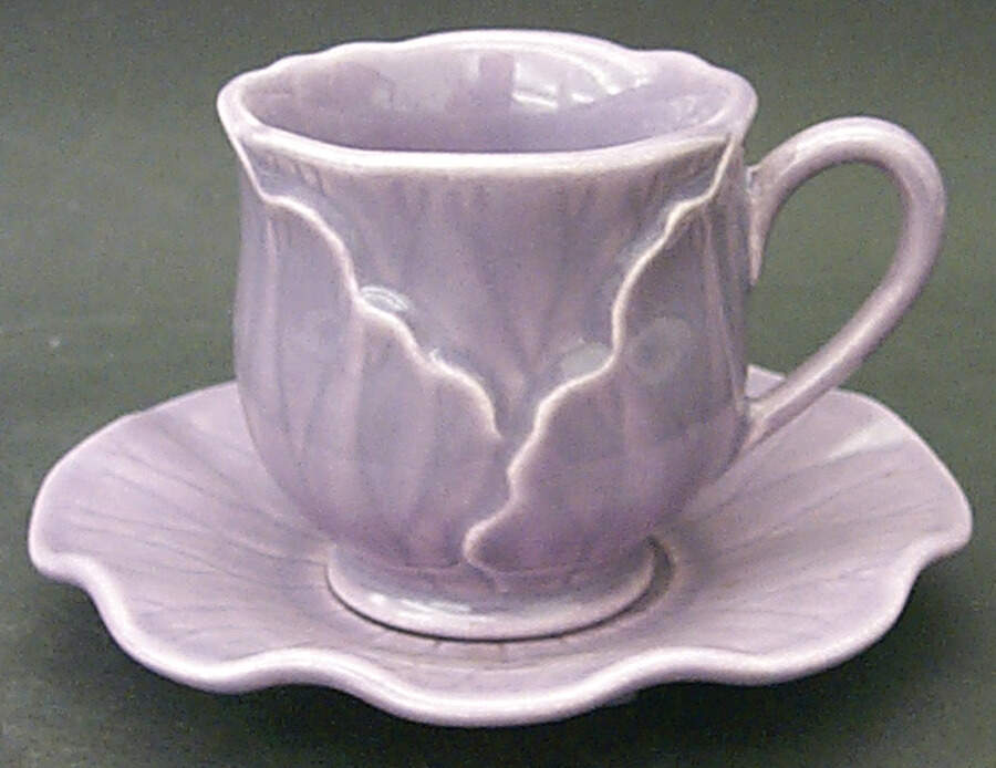 Lotus Lilac Footed Demitasse Cup & Saucer Set by Metlox - Poppytrail - Vernon-1