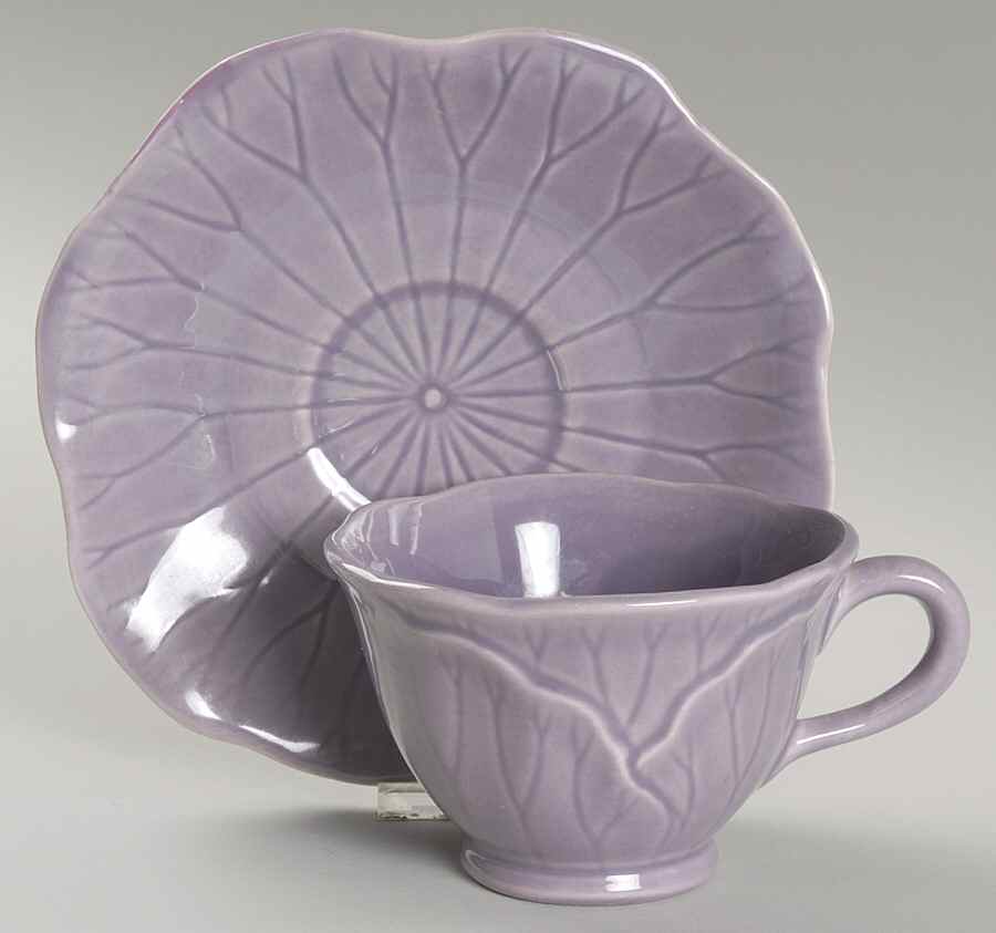 Lotus Lilac Footed Cup & Saucer Set by Metlox - Poppytrail - Vernon-1