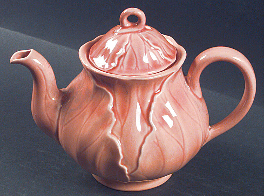 Lotus Peach Apricot Teapot & Lid by Metlox - Poppytrail - Vernon-1