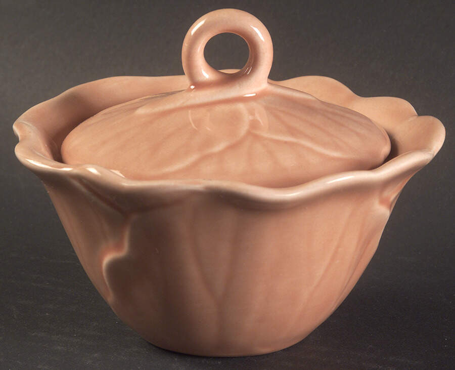 Lotus Peach Apricot Sugar Bowl & Lid by Metlox - Poppytrail - Vernon-1