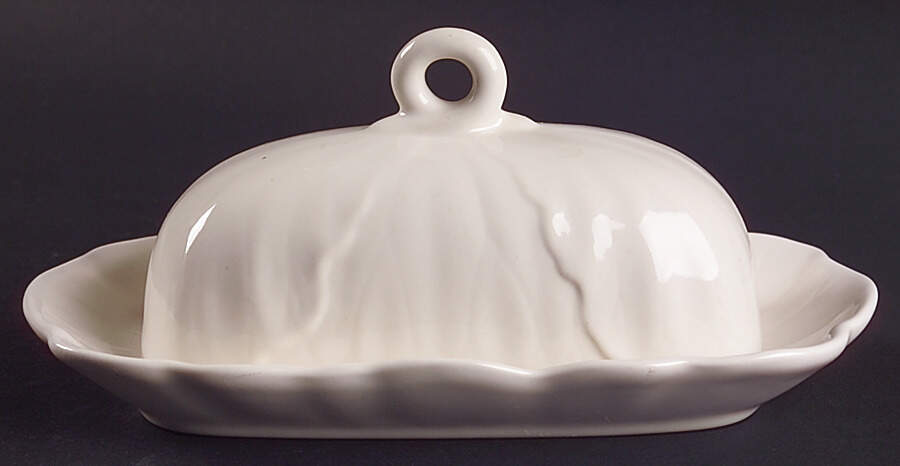 Lotus White 1/4 Lb Covered Butter by Metlox - Poppytrail - Vernon-1