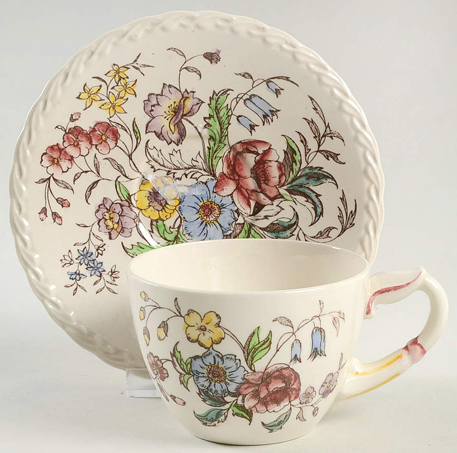 May Flower Flat Cup & Saucer Set by Metlox - Poppytrail - Vernon-1